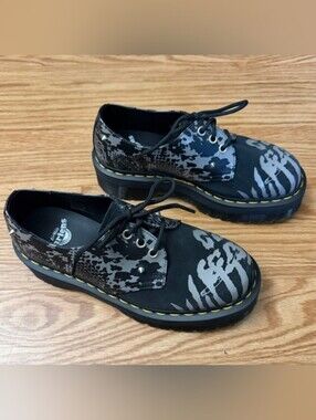 Dr. Martens Animal Clash Leather, Suede & Spike Platform Shoes. Size 8